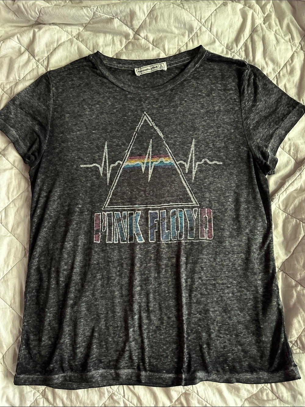 Pink Floyd Black Tee with Rainbow Prism Graphic